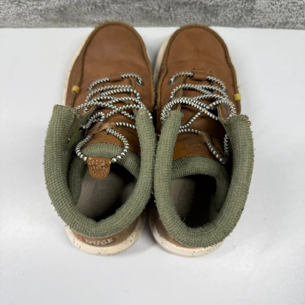Hey Dude Bradley Boot Youth Walnut Leather Mid Top Shoes 40269-267 Size 4